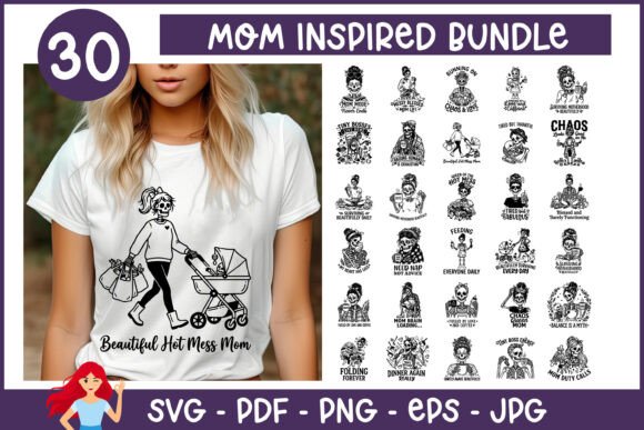 30 Mom SVG Bundle: Graphics for Crafts & Sales