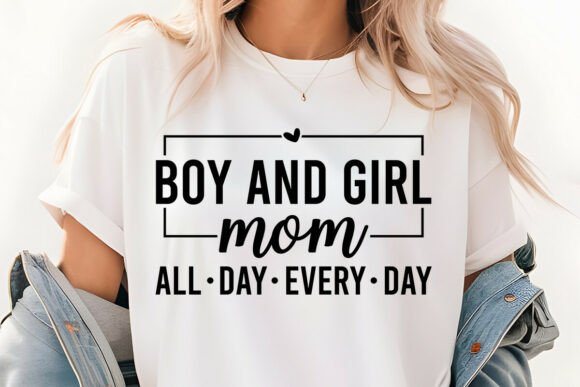 Boy and Girl Mom All Day SVG: Graphics for Crafts