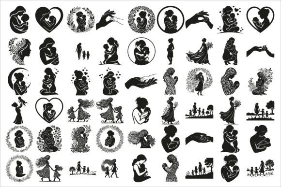 Loving Mother Silhouette: Graphics for Crafts