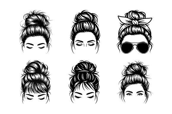 Messy Bun SVG Bundle: Graphics for Crafts & Branding