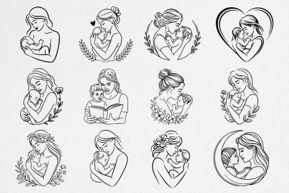 Mom and Baby SVG Bundle: Graphics for Crafts