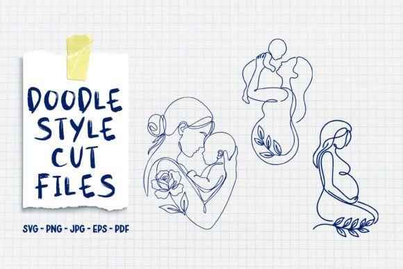 Motherhood Doodle Line Art for Crafts and Graphics