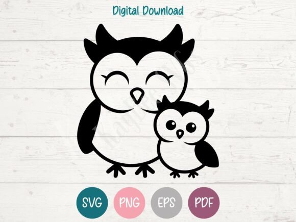 Owl Mom & Baby Graphics for Crafts