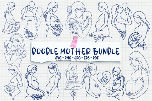Review: 15 Motherhood Doodle Line Art Set for Stitchers