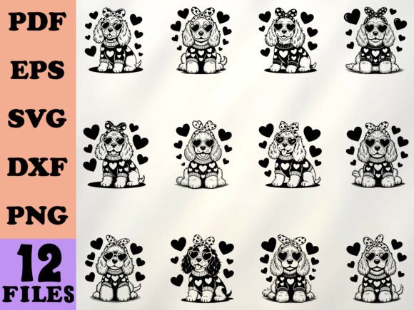 Valentine Cocker Spaniel Graphics for Crafts